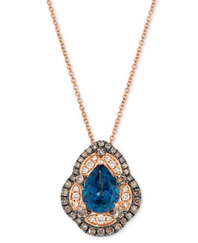 Le Vian London Blue Topaz (1-3/4 Ct. T.w.) & Diamond (1/2 Ct. T.w.) 20" Adjustable Pendant Necklace In 14k R In Gold