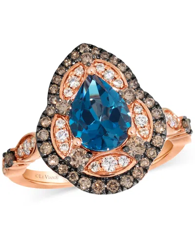 Le Vian London Blue Topaz (1-3/4 Ct. T.w.) & Diamond (5/8 Ct. T.w.) Statement Ring In 14k Rose Gold