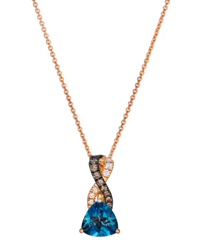 Le Vian London Blue Topaz (1 Ct. T.w.), Chocolate Diamond (1/8 Ct. T.w.) & Nude Diamond (1/20 Ct. T.w.) Pend In Gold