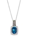 Le Vian London Blue Topaz (2-1/5 Ct. T.w.) & Diamond (1/3 Ct. T.w.) 20" Adjustable Pendant Necklace In 14k W In Metallic