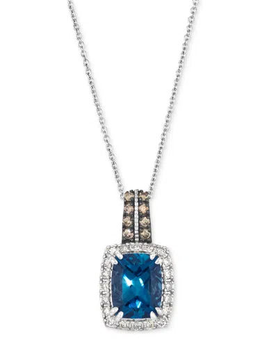 Le Vian London Blue Topaz (2-1/5 Ct. T.w.) & Diamond (1/3 Ct. T.w.) 20" Adjustable Pendant Necklace In 14k W In Metallic