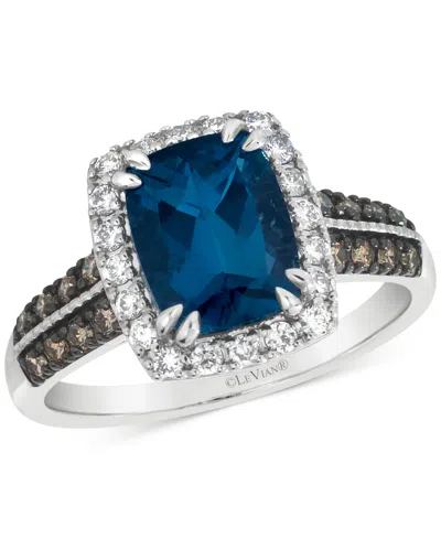 Le Vian London Blue Topaz (2-1/5 Ct. T.w.) & Diamond (3/8 Ct. T.w.) Statement Ring In 14k White Gold In Metallic