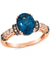 Le Vian London Blue Topaz (3 Ct. T.w.) & Diamond (3/8 Ct. T.w.) Ring In 14k Rose Gold In Gold