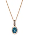 Le Vian London Blue Topaz (3/4 Ct. T.w.) & Diamond (1/5 Ct. T.w.) Oval 20" Pendant Necklace In 14k Rose Gold In Rose Gold