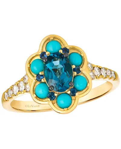 Le Vian London Blue Topaz (3/4 Ct. T.w.), Sapphire (2/25 Ct. T.w.), Turquoise (11/25 Ct. T.w.) Ring In 14k H In Gold