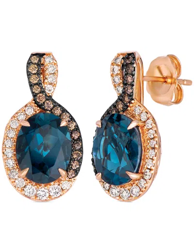 Le Vian London Blue Topaz (4 Ct. T.w.), Nude Diamond (0.25 Ct. T.w.), And Chocolate Diamond (0.19 Ct. T.w.)  In Gold