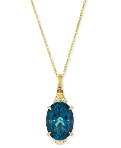 Le Vian London Blue Topaz (6-3/8 Ct. T.w.) & Diamond Accent Oval 20" Adjustable Pendant Necklace In 14k Yell In Gold