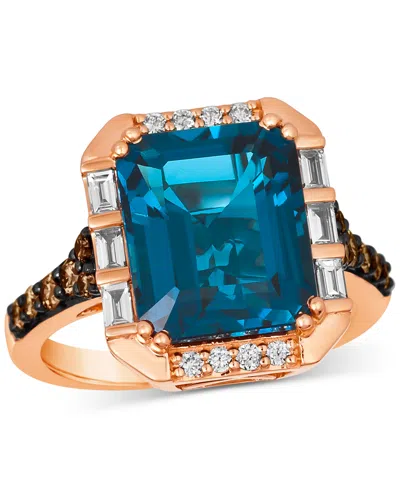 Le Vian London Blue Topaz (6 Ct. T.w.) & Diamond (5/8 Ct. T.w.) Statement Ring In 14k Rose Gold In Multi