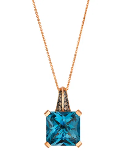 Le Vian London Blue Topaz (7-19/20 Ct. T.w.) & Chocolate Diamond (11/100 Ct. T.w.) Pendant Necklace In 14k S In Burgundy