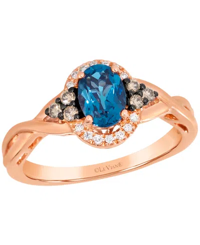 Le Vian London Blue Topaz (.70 Ct. T.w.), Chocolate Diamond (.13 Ct. T.w.) And Chocolate Diamond Ring (.13 C In Gold