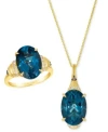 Le Vian London Blue Topaz Diamond Oval Ring Pendant Necklace Collection In 14k Yellow Gold In Gold