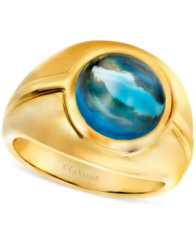 Le Vian Men's Deep Sea Blue Topaz Solitaire Ring (6 Ct. T.w.) In 14k Gold In Yellow Gold