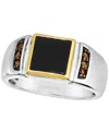 Le Vian Men's Onyx & Chocolate Diamond (1/6 Ct. T.w.) Ring In Sterling Silver & 14k Gold In Silver