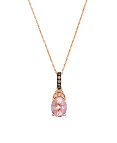 Le Vian Morganite (1-1/3 Ct. T.w.), Chocolate Diamond (1/10 Ct. T.w.) & Nude Diamond (1/20 Ct. T.w.) Pendant In Gold