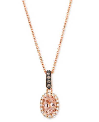 Le Vian Morganite (1/2 Ct. T.w.) & Diamond (1/5 Ct. T.w.) Oval 20" Adjustable Pendant Necklace In 14k Rose G In Gold