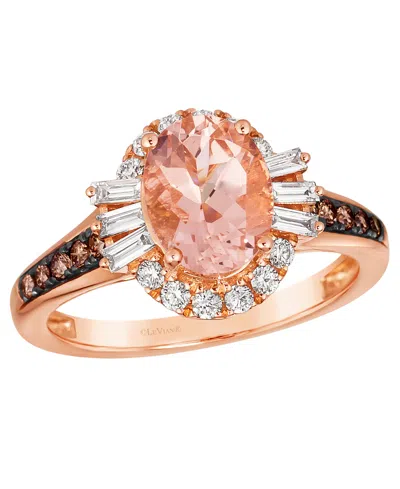 Le Vian Morganite (1.30 Ct. T.w.), Baguette Vanilla Diamond (.15 Ct. T.w.), Round Vanilla Diamond (.20 Ct. T In Gold