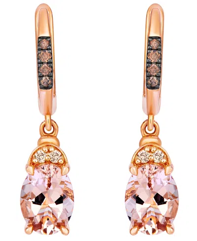 Le Vian Morganite, Chocolate Diamond (1/10 Ct. T.w.) & Nude Diamond (1/20 Ct. T.w.) Drop Earrings In 14k Str In Gold