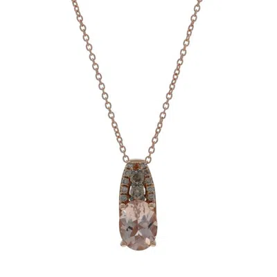 Pre-owned Le Vian Morganite Diamond Pendant Necklace 18 1/4" - Rose Gold 14k Oval 1.30ctw In Red