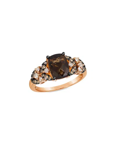 Le Vian Mosaic Collection 14k Rose Gold 1.76 Ct. Tw. Diamond & Chocolate Quartz Ring In Gray