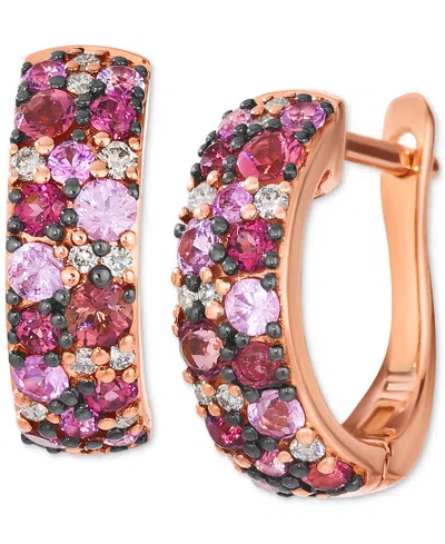 Le Vian Multi-gemstone (1-1/4 Ct. T.w.) & Nude Diamond (1/10 Ct. T.w.) Cluster Small Hoop Earrings In 14k Ro In Rose Gold