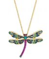 Le Vian Multi-gemstone (1-7/8 Ct. T.w.) & Diamond (1/3 Ct. T.w.) Dragonfly Pendant Necklace In 14k Gold, 18" In No Color