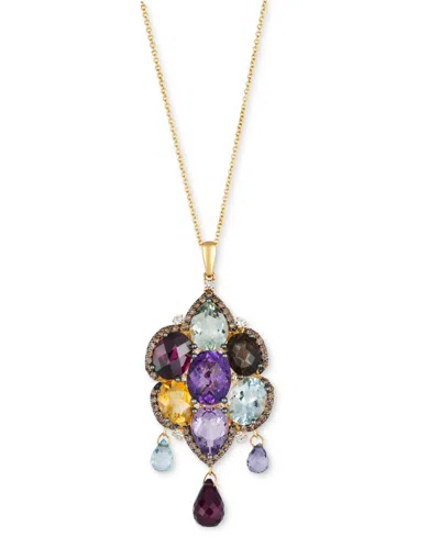 Le Vian Multi-gemstone (10-1/2 Ct. T.w.) & Diamond (6/8 Ct. T.w.) Halo Cluster & Briolette 18" Pendant Neckl In No Color
