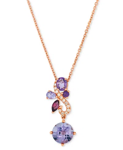 Le Vian Multi-gemstone (2-1/3 Ct. T.w.) & Nude Diamond (1/10 Ct. T.w.) Swirl Pendant Necklace In 14k Rose Go