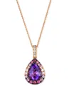 Le Vian Multi-gemstone (2-1/5 Ct. T.w.) & Nude Diamond (1/6 Ct. T.w.) Pear Halo Adjustable 20" Pendant Neckl In Gold