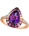 Le Vian Multi-gemstone (2-1/5 Ct. T.w.) & Nude Diamond (1/6 Ct. T.w.) Pear Halo Ring In 14k Rose Gold In Blue