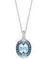 Le Vian Multi-gemstone (3-1/20 Ct. T.w.) & Nude Diamond (1/20 Ct. T.w.) Halo Adjustable 20" Pendant Necklace In White Gold