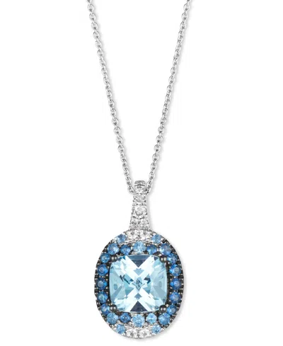 Le Vian Multi-gemstone (3-1/20 Ct. T.w.) & Nude Diamond (1/20 Ct. T.w.) Halo Adjustable 20" Pendant Necklace In White Gold