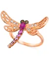 Le Vian Multi-gemstone (3/8 Ct. T.w.) & Diamond (1/6 Ct. T.w.) Dragonfly Ring In 14k Rose Gold