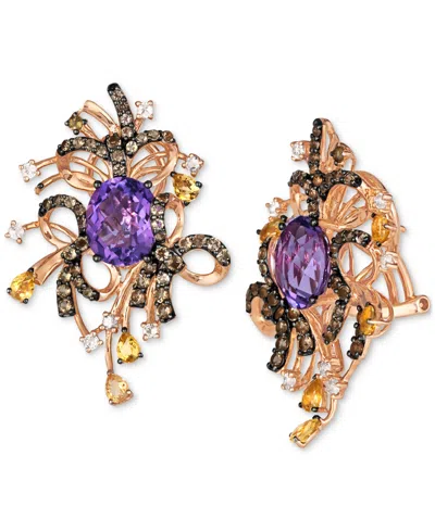 Le Vian Multi-gemstone Abstract Cluster Statement Earrings (10-1/3 Ct. T.w.) In 14k Rose Gold In No Color