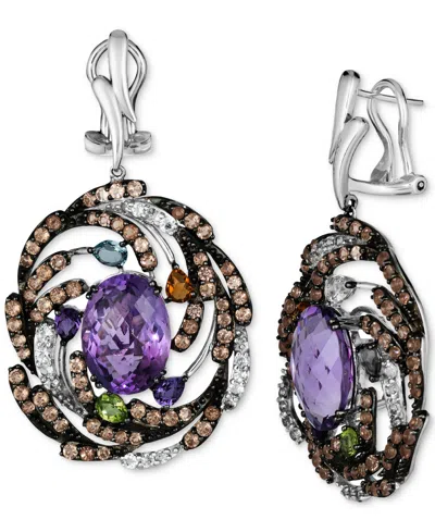 Le Vian Multi-gemstone Swirl Cluster Drop Earrings (14-1/5 Ct. T.w.) In 14k White Gold In No Color