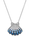 Le Vian Multi-sapphire (5/8 Ct. T.w.) & Nude Diamond (1/20 Ct. T.w.) Shell Pendant Necklace In 14k White Gol In No Color