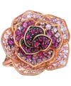 Le Vian Multicolor Sapphire (1-5/8 Ct. T.w.) & Nude Diamond (1/8 Ct. T.w.) Flower Statement Ring In 14k Rose In No Color