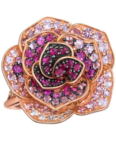 Le Vian Multicolor Sapphire (1-5/8 Ct. T.w.) & Nude Diamond (1/8 Ct. T.w.) Flower Statement Ring In 14k Rose In No Color