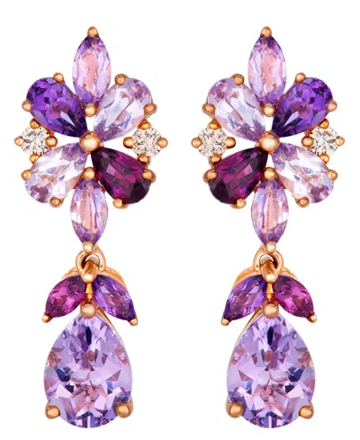 Le Vian Multi-gemstone & Nude Diamond (1/8 Ct. T.w.) Drop Earrings In 14k Strawberry Gold In Purple