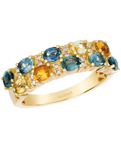 Le Vian Multi-stone Montana Sapphire Diamond Ring (0.14 Ct. T.w.) In 14k Yellow Gold