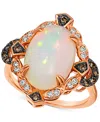 Le Vian Neopolitan Opal (3-1/5 Ct. T.w.) & Diamond (1/4 Ct. T.w.) Halo Ring In 14k Rose Gold In Opal
