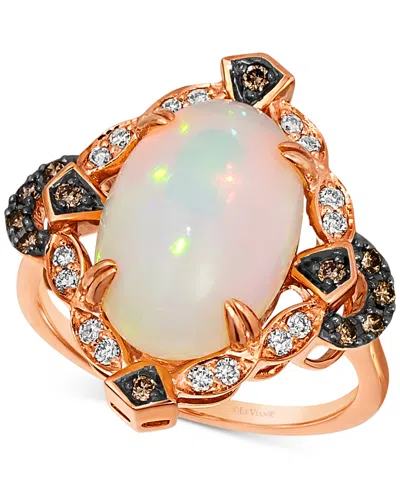 Le Vian Neopolitan Opal (3-1/5 Ct. T.w.) & Diamond (1/4 Ct. T.w.) Halo Ring In 14k Rose Gold