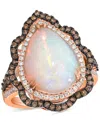 Le Vian Neopolitan Opal (4 Ct. T.w.) & Diamond (3/4 Ct. T.w.) Wavy Halo Pear Statement Ring In 14k Rose Gold In Gold