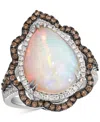 Le Vian Neopolitan Opal (4 Ct. T.w.) & Diamond (3/4 Ct. T.w.) Wavy Halo Pear Statement Ring In 14k Rose Gold In White Gold