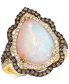 Le Vian Neopolitan Opal (4 Ct. T.w.) & Diamond (3/4 Ct. T.w.) Wavy Halo Pear Statement Ring In 14k Rose Gold In Yellow Gold