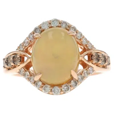 Pre-owned Le Vian Neopolitan Opal Diamond Ring - Rose Gold 14k Oval Cabochon 3.70ctw In Red