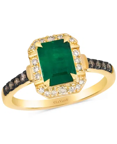 Le Vian New Emerald (1-1/5 Ct. T.w.) & Diamond (1/5 Ct. T.w.) Statement Ring In 14k Yellow Gold