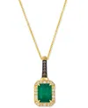 Le Vian New Emerald (1-1/5 Ct. T.w.) & Diamond (1/8 Ct. T.w.) 20" Pendant Necklace In 14k Yellow Gold