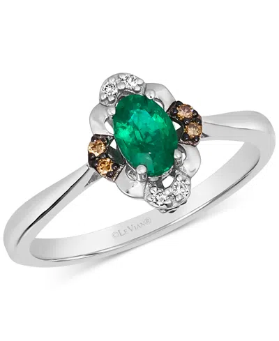 Le Vian New Emerald (3/8 Ct. T.w.) & Diamond (1/10 Ct. T.w.) Engagement Ring In 14k White Gold In Silver