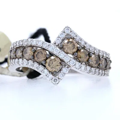 Pre-owned Le Vian New  Diamond Ring - 14k White Gold Bypass 1.04ctw
