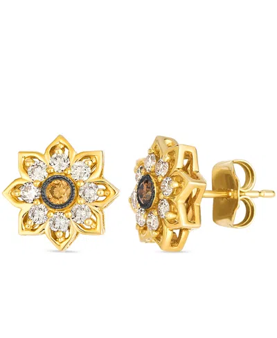 Le Vian Nude And Chocolate Diamond Stud Earrings (0.48 Ct. T.w.) In 14k Honey Gold